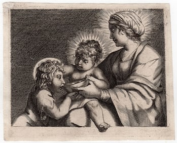 Annibale Carracci The Appearance of Christ to St. Peter engraving signed