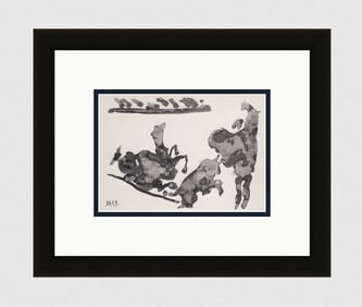 PABLO PICASSO 1961 Vintage Lithograph Bull Arena FRAMED