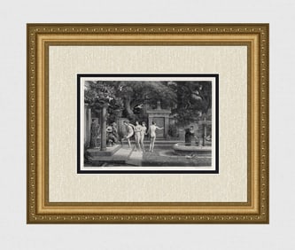 Edward John Poynter 1800s Engraving "Aesculapius & Venus" SIGNED FRAMED