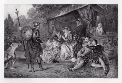 1876 Engraving Robert Alexander Hillingford The Nine Worthies signed