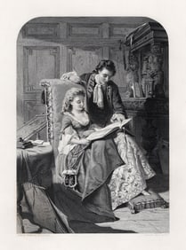1800s Robert HERDMAN Engraving Waverly &Rose Bradwardine SIGNED Framed