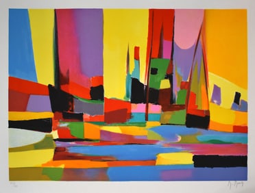 Marcel Mouly Hand signed Lithograph Le Port