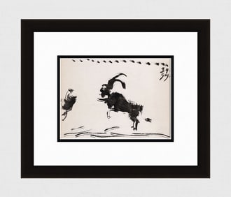PABLO PICASSO 1961 Vintage Lithograph El Toro Furioso FRAMED
