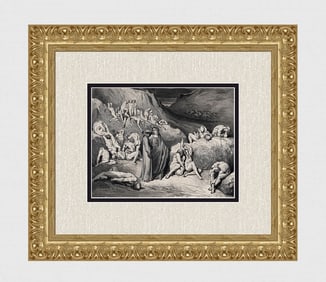 GUSTAVE DORE 1800s Religious Wood Engraving Falsifiers & Forgers Framed Signed