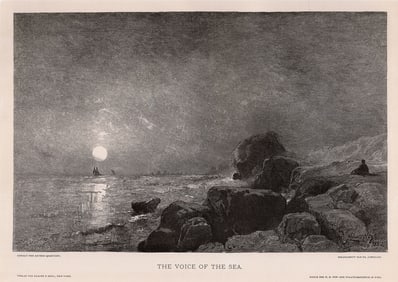 1887 Arthur Quartley The Voice of the Sea woodcut signed