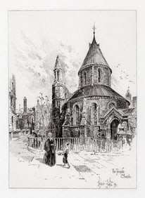 Herbert Railton The Temple Church 1892 etching