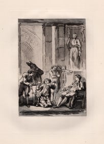 FRAMED 1800s Jean-Honore FRAGONARD Etching Peasent The Peasant LIMITED