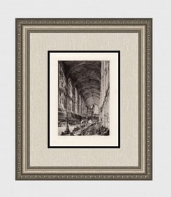 Charles Henri Toussaint Interior of King's College Chapel etching signed