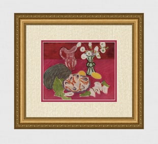 Nice 1943 MATISSE Color Lithograph "Christmas Roses & Oysters" SIGNED Framed COA