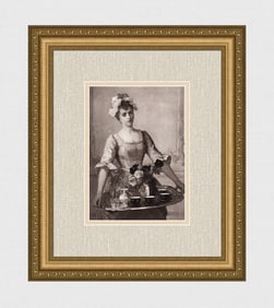 Charles Monginot 1800s Antique Print Soubrette, Louis XV Framed Signed