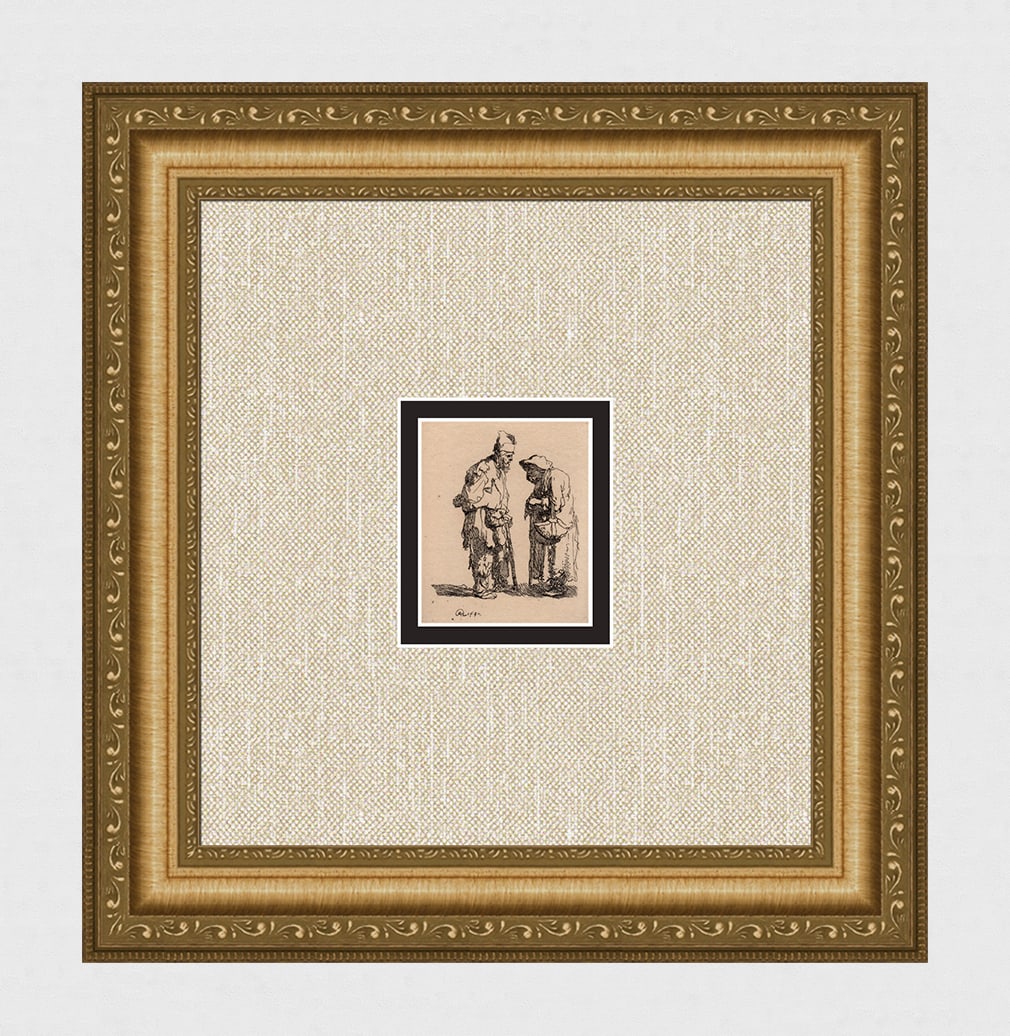 1800s REMBRANDT B164 Etching Beggars Durand SIGNED Framed (1 of 3)