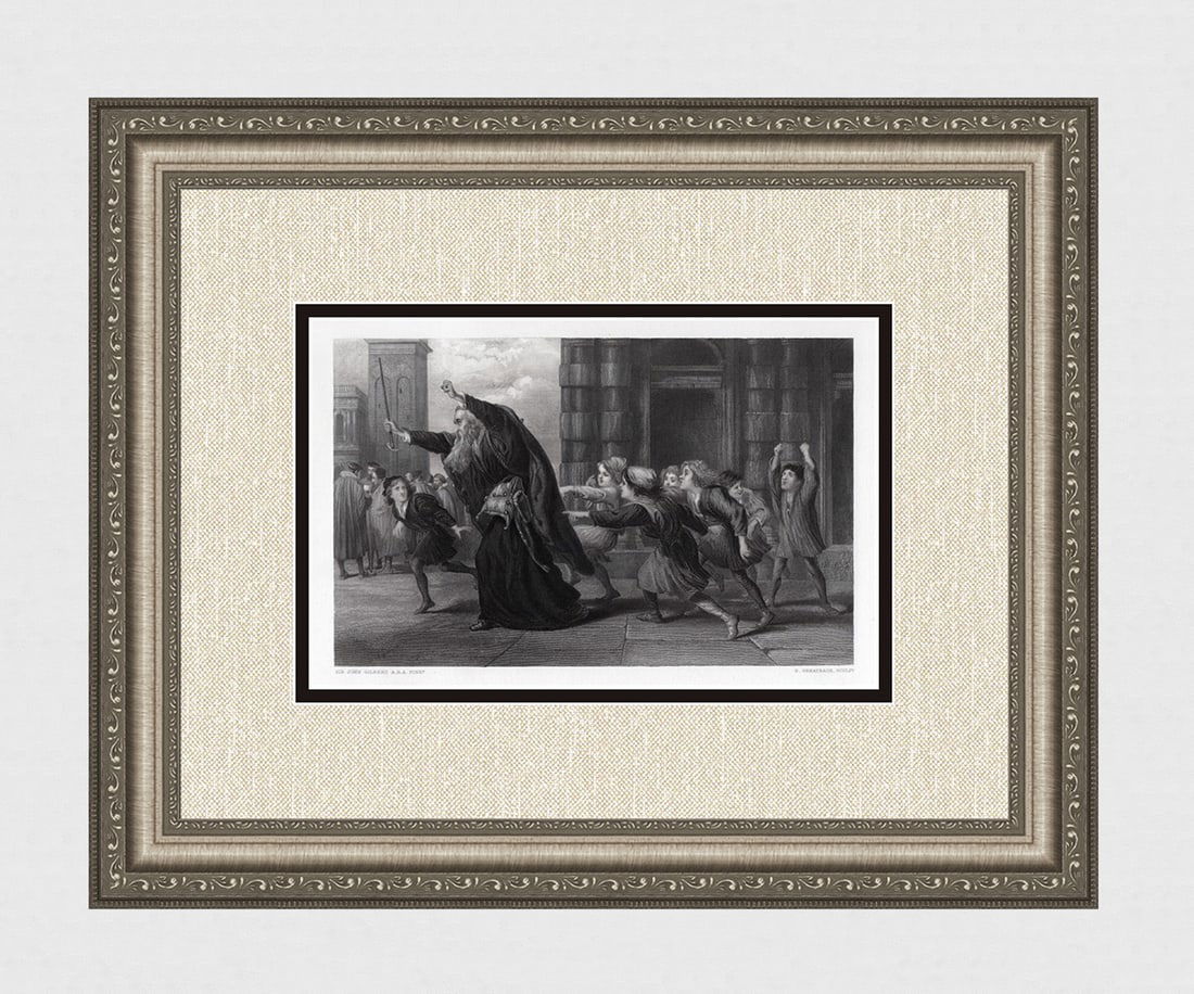 1800s Gilbert Stuart Newton Engraving Shylock after the Trial Signed: Gilbert Stuart Newton (British, 1795 - 1835). Shylock after the Trial. Antique engraving on wove paper after the original by master engraver George Greatbach (British, 1819-1884). Signed in the plate.