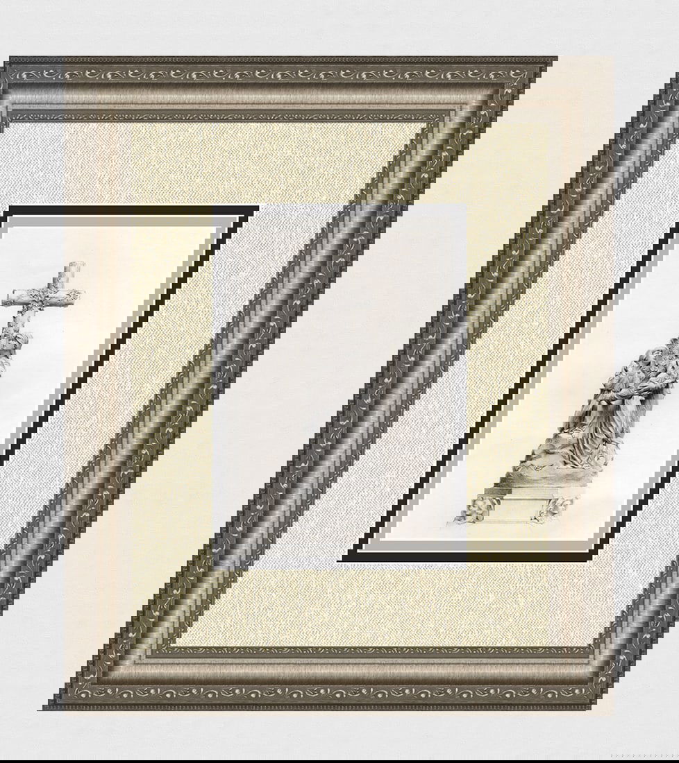 Charles Bell Birch 1800s Engraving "The Widow and Weeping Children" Framed: Charles Bell Birch (English,1832-1893). Monument to the late David Reid. Antique engraving on wove paper after the original Bas Relief by master engraver H C Balding (British, 1869-1876 fl.). Year: 18