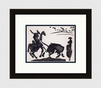 PABLO PICASSO 1961 Vintage Lithograph Action in the Bullring FRAMED