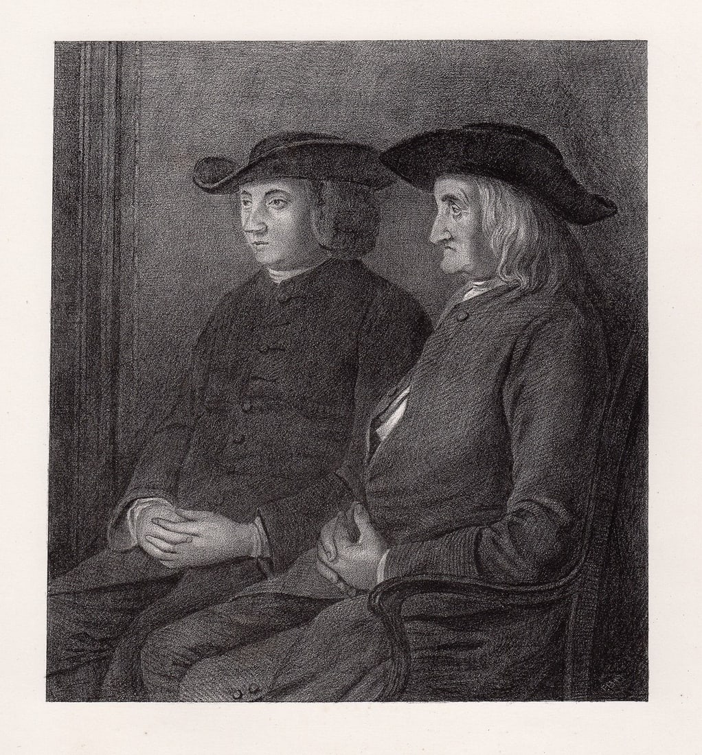 Benjamin West The Father and Brother of Benjamin West 1873 lithograph: Benjamin West. "The Father and Brother of Benjamin West". Stone lithograph after the original by Edward H. Mitchell. 1873. Excellent. Image size 6 7/8 x 7 5/8 inches. Approximately 14 x 16 inches. Thi