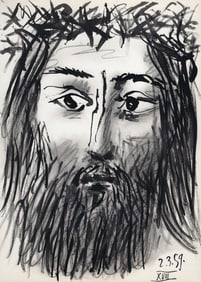 PABLO PICASSO 1961 Vintage Lithograph Christ with Thorns FRAMED