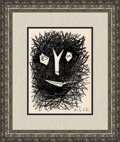 1964 Pablo Picasso Deux Masques II Lithograph Framed Mourlot