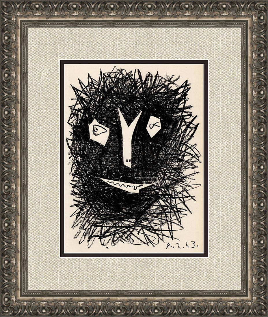 1964 Pablo Picasso Deux Masques II Lithograph Framed Mourlot (1 of 3)