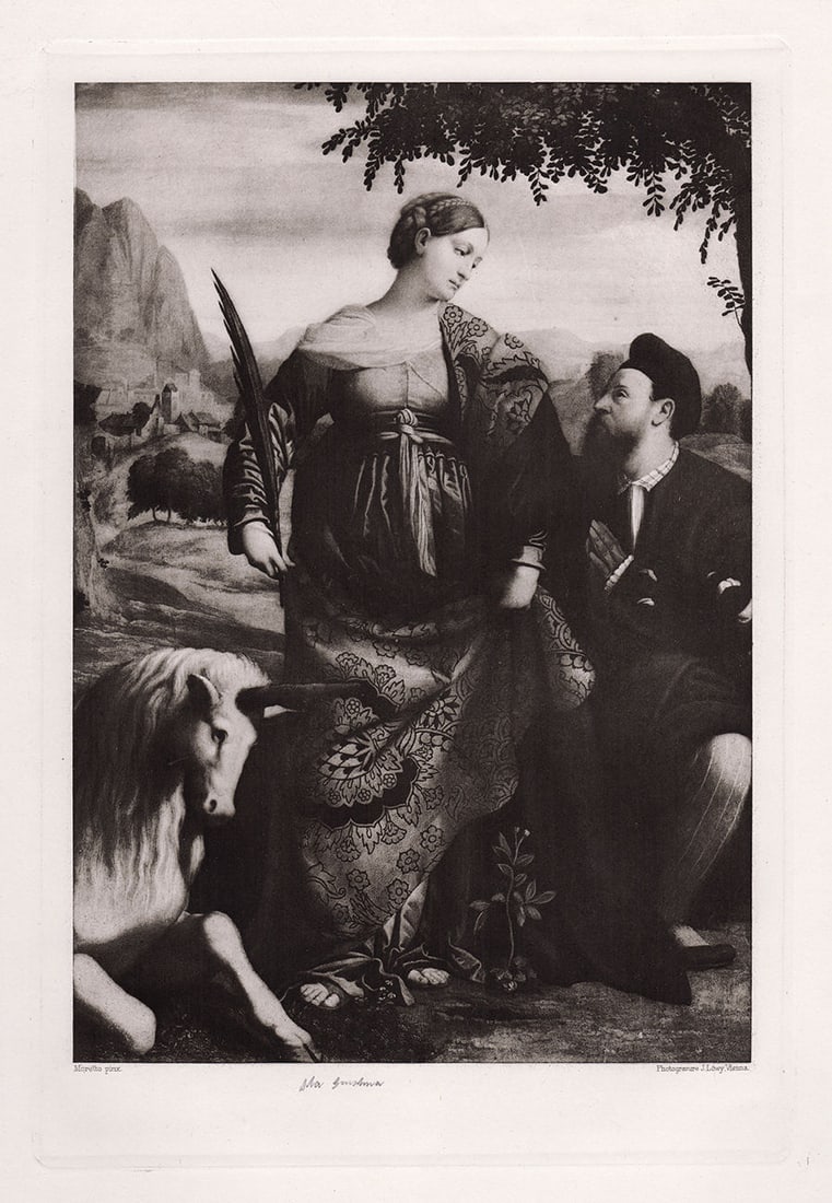 1892 Moretto Santa Giustina di Padova e un donatore (Santa Giustina of Padua and a donor) Antique (1 of 3)