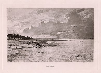 Alexander Nozal 1891 print Storm-Clouds signed