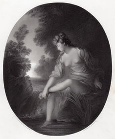 Sir Thomas Gainsborough 1853 Engraving Musidora signed
