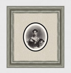 John Wood 1844 Engraving Portrait of a Young Woman Framed