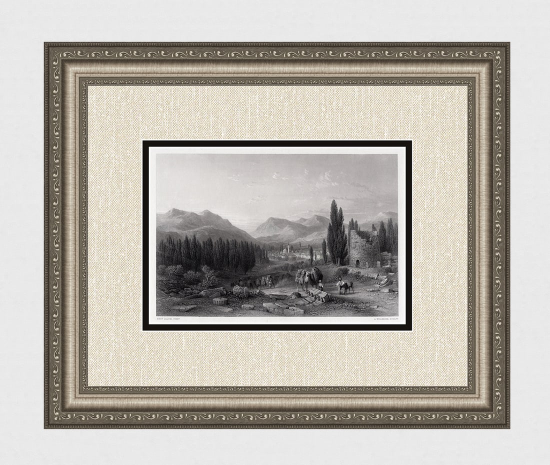 Thomas ALLOM 1800s Engraving "Thyatira" Framed SIGNED: Thomas Allom (English, 1804-1872). Thyatira. Antique engraving on wove paper after the original by master engraver Arthur Willmore (British, 1814-1888). Signed in the plate. Year: 1863. Condition: Exc