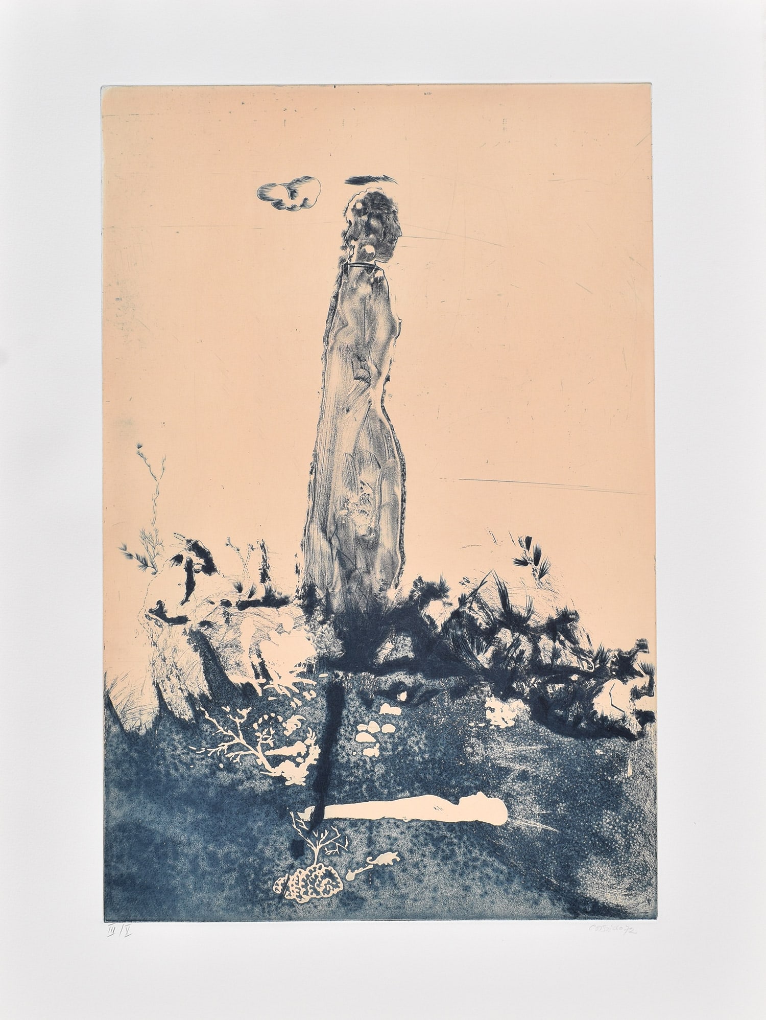 Theatrical Jorge CASTILLO Aquatint Etching Yerma's Sadness Hand Signed: Jorge Jose Castillo Casalderrey (Spanish, b. 1933). Yerma, Act 3 (Yerma,3.Akt). Original aquatint etching Arches paper. Hand signed lower right and numbered left III/X. Publisher: Propyläen. Printer: