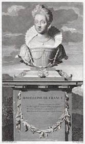 Adriaen van der Werff 1697 Engraving Madeleine de France Queen Framed