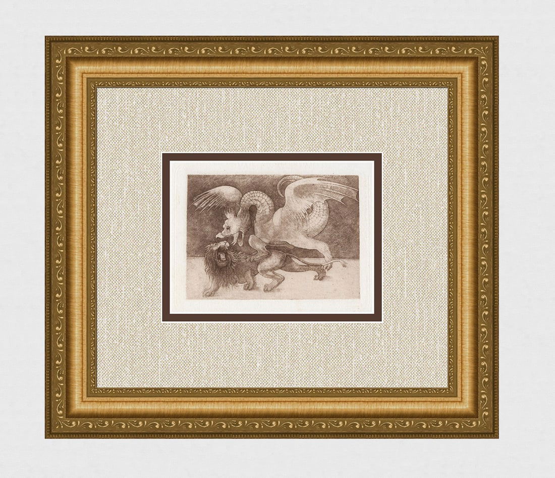 Leonardo da Vinci Lion and Dragon Antique Print (1 of 3)