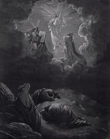 FRAMED 1800s Gustave Dore Biblical Woodcut THE TRANSFIGURATION Signed