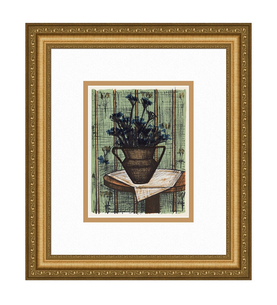 Bernard Buffet Vase of Flowers 1967 lithograph: Bernard Buffet. (1928-1999). Vase of Flowers. Color Lithograph on Wove Paper after the Original. 1967. Excellent. Atelier Mourlot. Image Size 6 7/8 x 9 1/4 inches. Approximately 15 x 18 inches . Galle