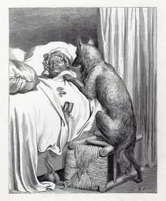 Gustave Dore Little Red Riding Hood III 1880 Woodcut Signed