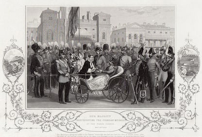1800s Robert Neal Hind Engraving The Queen Signed Framed