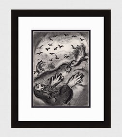 Religious 1960 Marc Chagall Antique Print Joel's Prophecy FRAMED