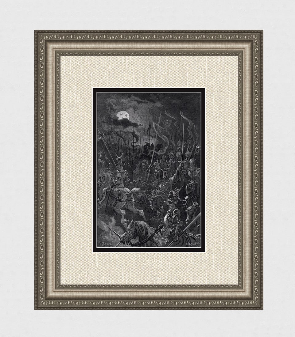 Gustave Dore Charlemagne's Vision c. 1880 Wood Engraving: Gustave Dore (Paul Gustave Louis Christophe Dore) (French, 1832-1883). Charlemagne's Vision. Antique Wood Engraving on wove paper after the original by master wood engraver Charles Laplante (French,18