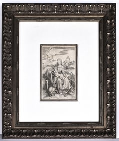 Albrecht Durer Engraving Virgin and Child With Monkey Framed