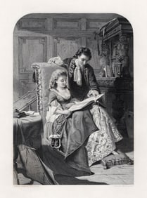 1800s Robert HERDMAN Engraving Waverly &Rose Bradwardine SIGNED Framed