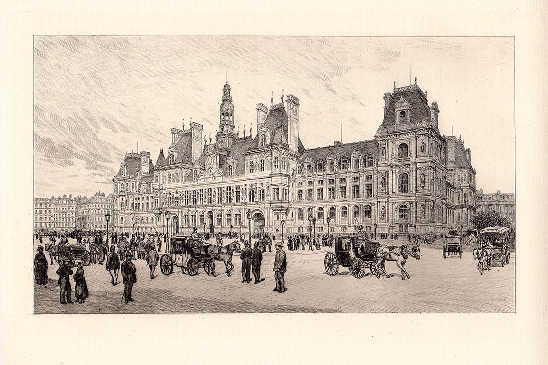 Adolphe Theodore Martial Potemont The Hotel De Ville 1883 etching (1 of 2)