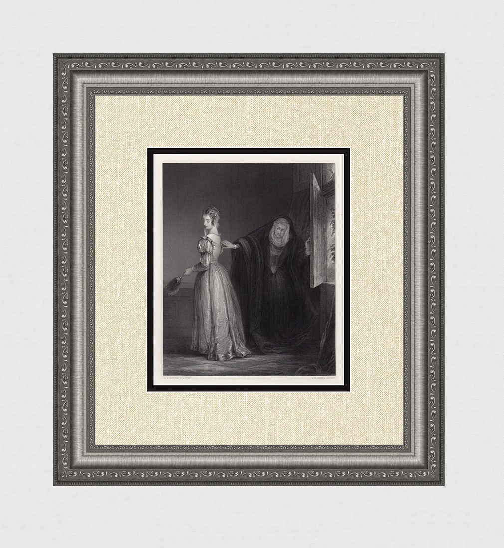 Fabulous Gilbert Stuart Newton 1800s Engraving "The Deunna" SIGNED FRAMED COA: Gilbert Stuart Newton (British, 1795 - 1835). The Deunna. Antique engraving on wove paper after the original by master engraver Charles Henry Jeens (British, 1827-1879). Signed in the plate. Year: 187