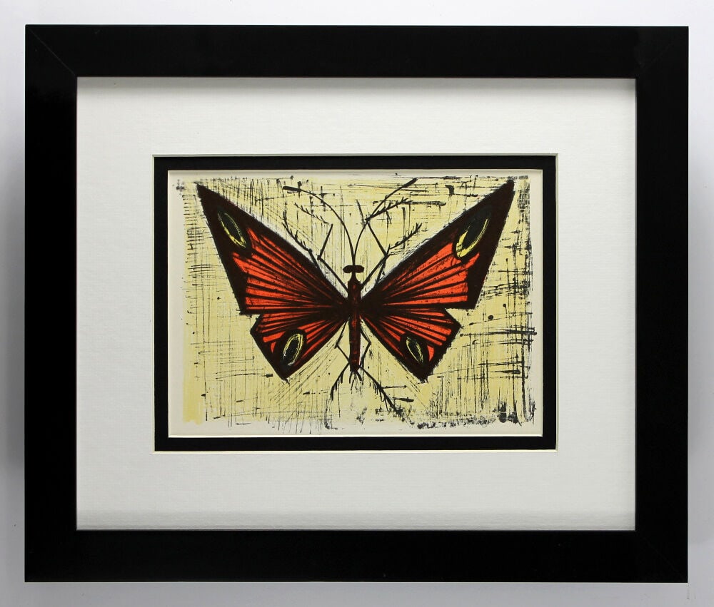 Bernard Red and Yellow Butterfly 1967 lithograph: Bernard Buffet. "Red and Yellow Butterfly". Lithograph after the original. 1967. Excellent. Mourlot This artwork is accompanied by a Gallery Certificate of Authenticity and is Guaranteed as described.