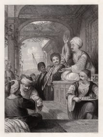 Thomas Allom Eastern Story Teller 1845 engraving signed Framed