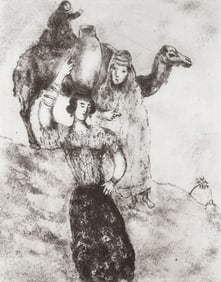 2 1956 Marc Chagall Antique Biblical Print Rebecca at the Well FRAMED