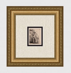 1800s  Rembrandt Etching B153 The Blindness of Tobit DURAND Original Framed