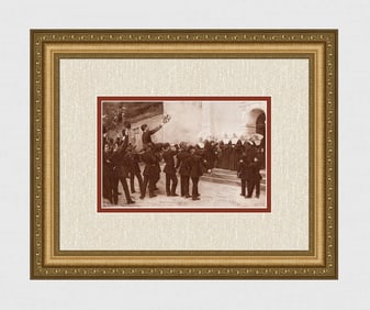 Charles Cres 1800s Antique Print Cadet's Visit Mother Superior Framed Signed