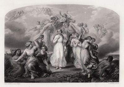 William Edward FROST 1800s Engraving CHASTITY Gallery Framed SIGNED COA