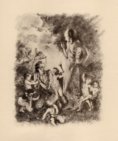 Original 1947 Paul-Emile Becat Limited Lithograph The Sixteenth Kiss Framed