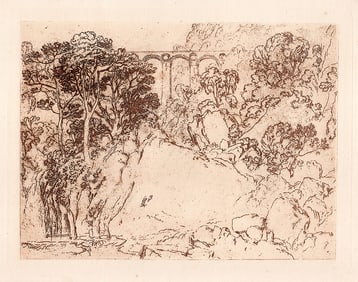 Joseph Mallord William Turner 1800s Etching The Stork & Aqueduct Framed