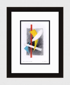 Mathis Original Gouache Color and Shape Contrasts Framed Swiss