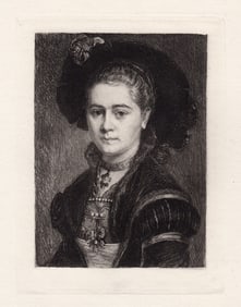Von Lady in Medieval Costume 1882 etching